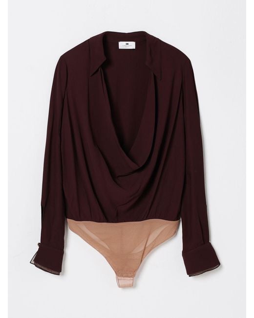 Elisabetta Franchi Purple Viscose Georgette Blouse Bodysuit