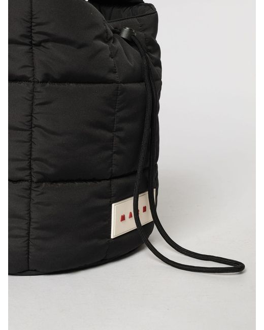 Marni Black Quilted Nylon Bucket Bag