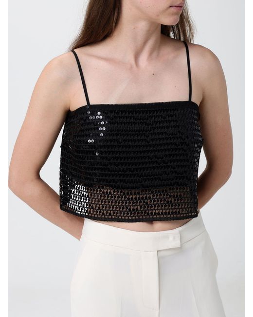 SIMONA CORSELLINI Black Sequin Crop Top