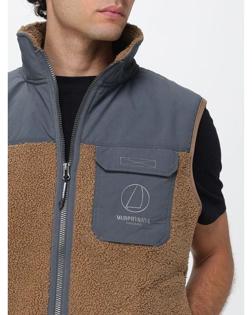Murphy & Nye Blue Technical Fleece And Polyester Gilet With Patch Pockets for men