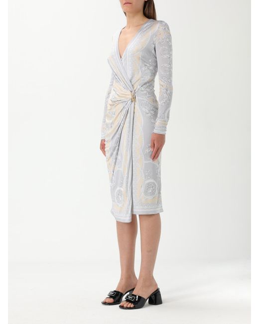 Versace Multicolor Midikleid Mit Coupe Des Dieux-Print