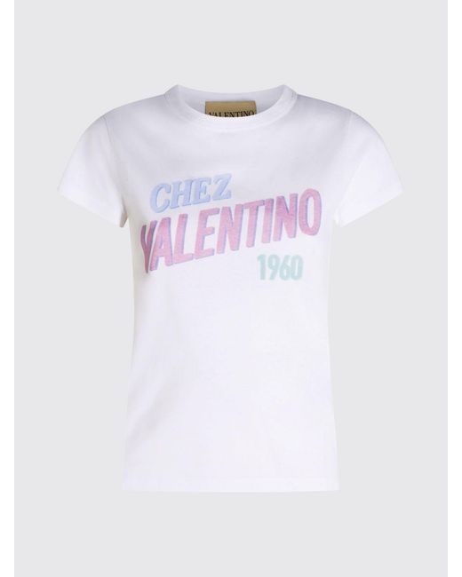 Valentino Garavani White Chez Slim Fit Cotton T-Shirt With Logo Print