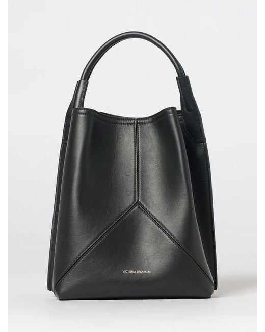 Victoria Beckham Black Leather Bucket Bag With Tubular Handle