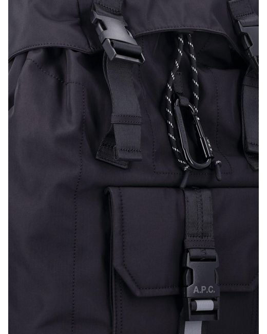 A.P.C. Blue Trek Nylon Backpack With Padded Straps And Flap Closure for men