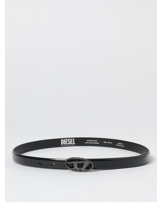 DIESEL White B-1Dr Strass 20 Rindsleder-Gürtel