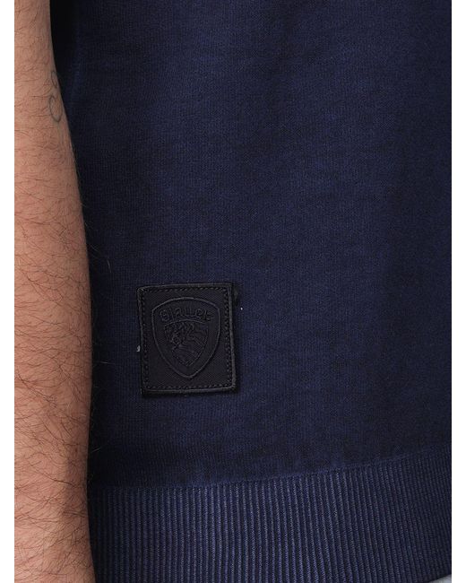 Blauer Blue Knitted Cotton Polo Shirt for men