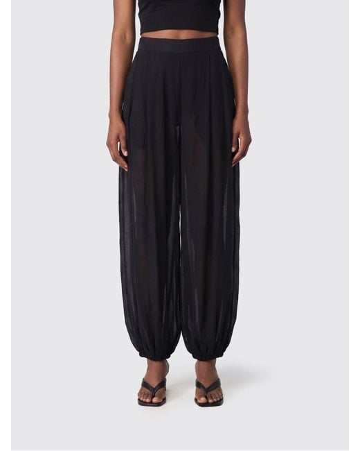 Semicouture Black High-Waisted Wide-Leg Cotton And Silk Trousers