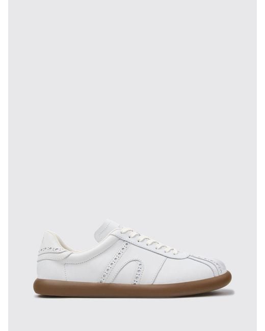 Camper White Twins Calfskin Leather Trainers With Brogue Detailing And Tonal Logo for men