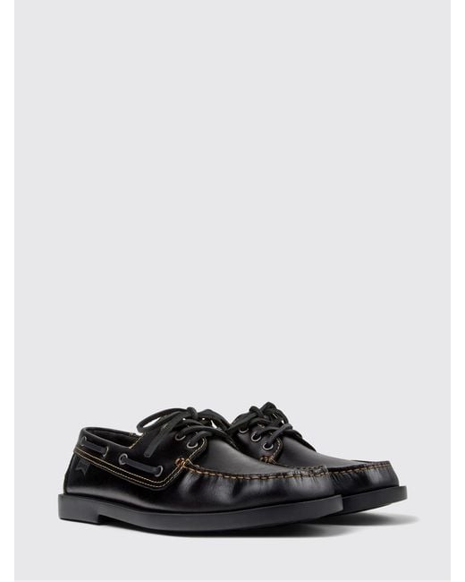 Camper White Don Leather Boat Shoes for men