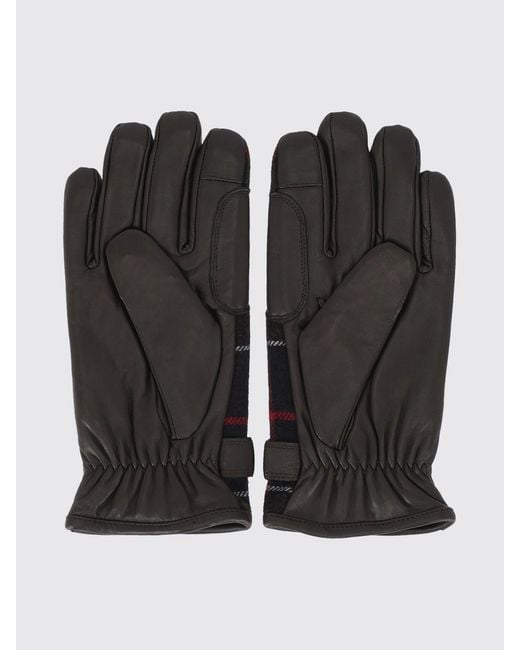 Barbour Black Classic Tartan Wool Gloves for men