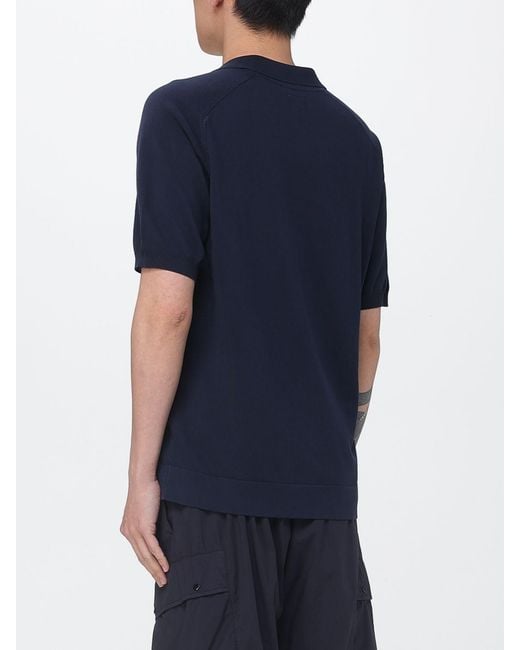 C P Company Blue Cotton Knit Polo Shirt for men