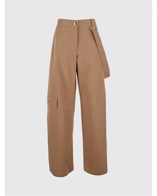 MSGM Natural High-Waisted Wide Leg Cotton Cargo Trousers