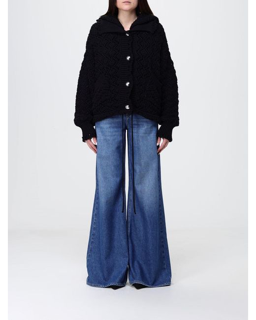 Blumarine Blue Crochet Cotton Knit Cardigan