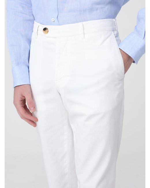 Brunello Cucinelli White Cotton Chino Trousers for men