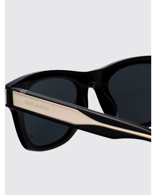Saint Laurent Black Acetate Aviator Sunglasses With Rectangular Shape And Logo for men