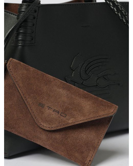 Etro Black Libra Small Leather Shopping Bag