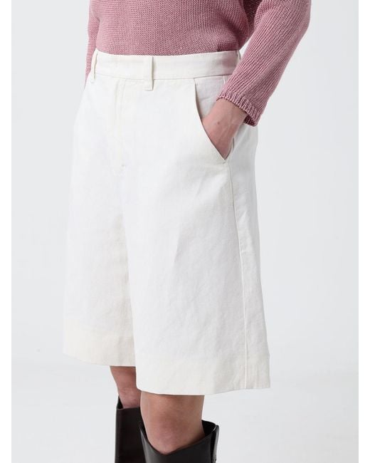 Max Mara White Cotton And Linen Shorts