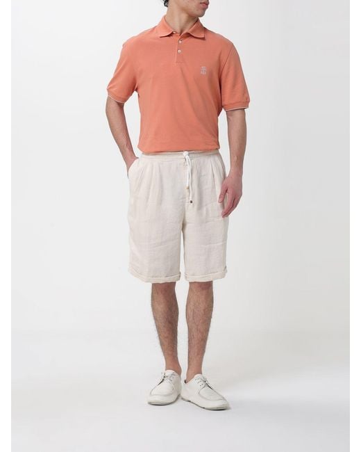 Brunello Cucinelli Natural Linen Drawstring Shorts for men