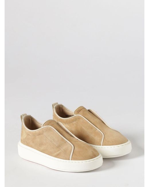 Santoni Natural Victory Suede Sneakers