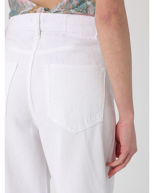 Pinko White Cotton Denim Crop Jeans