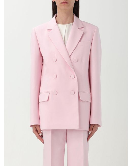 Blazer doppiopetto in Crêpe Couture di Valentino in Pink