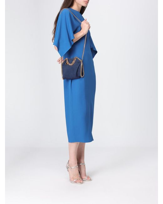 Stella McCartney Blue Crêpe Midi Tunic Dress With Teardrop Back