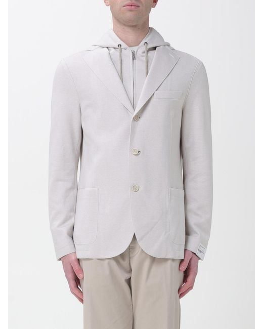 Eleventy Gray Single-Breasted Piqué Jersey Blazer for men
