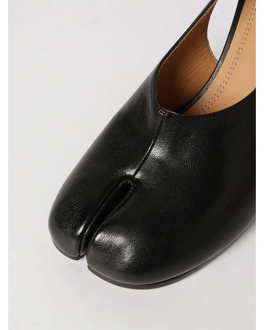 Maison Margiela Black Tabi Leather Wedge Slingback