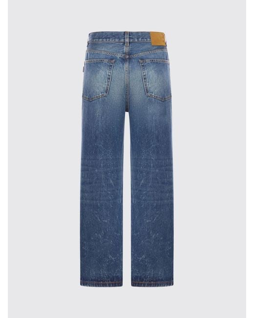 Haikure Blue Wide-Leg Cotton Denim Jeans With Mid-Rise Waist And Five Pockets for men