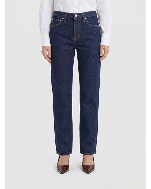 Khaite Blue Cotton Denim Farley Straight Jeans