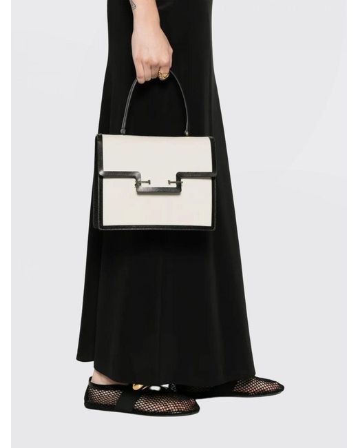 Tom Ford Natural Aube Bicolor Leather And Canvas Handbag