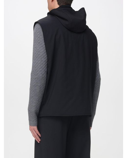 Emporio Armani Blue Virgin Wool Hooded Vest for men
