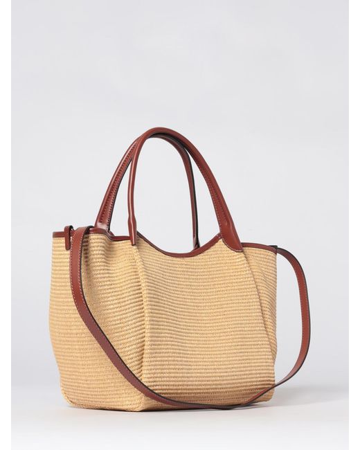 Emporio Armani Natural Durini 24 Straw Bag With Logo