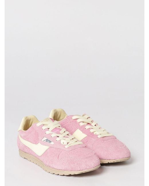 Autry Pink Windspin Suede Sneakers
