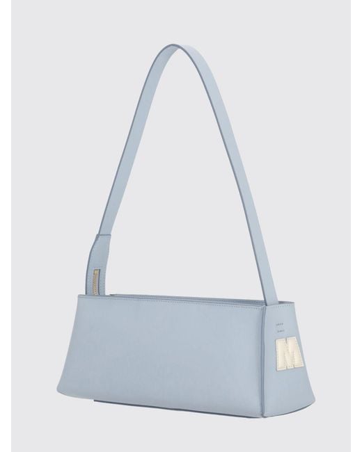 Marni Blue Calfskin Shoulder Bag With Logo