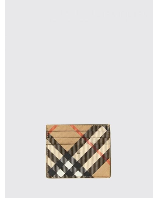 Burberry Natural Coated Cotton Check Print Credit Card Holder for men