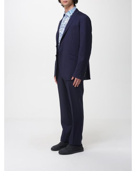 Etro Blue Wool Suit for men