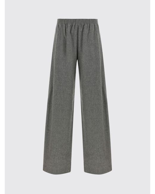 Fabiana Filippi Gray Wool Blend Palazzo Trousers With Elastic Waist And Jewel Detail