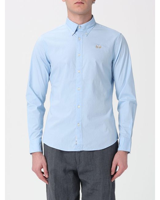 La Martina Blue Classic Cotton Shirt for men