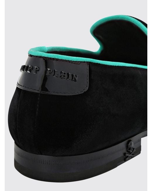 Philipp Plein White Velvet Loafers With Slogan Embroidery for men