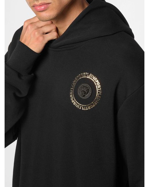 Philipp Plein Black Slim Fit Cotton Hoodie With Dropped Shoulders for men
