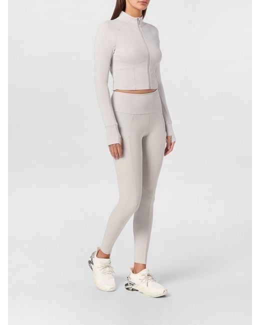 Philipp Plein White Long-Sleeve Slim Fit Sports Top
