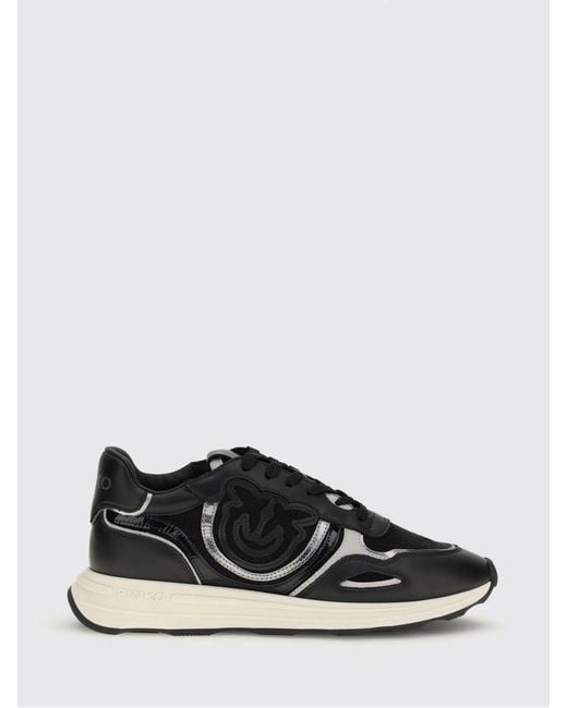 Pinko Black Zoe Leather And Mesh Sneakers