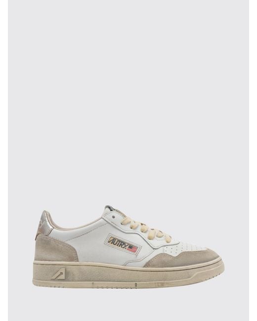 Autry White Medalist Low Super Vintage Calfskin Sneakers With Worn Effect for men