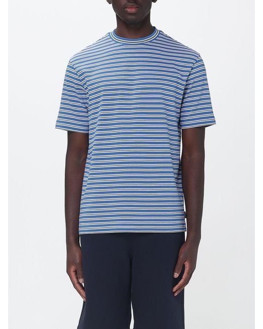 Paul Smith Blue Striped Organic Cotton T-Shirt for men
