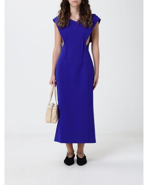 Jil Sander Blue Technical Crêpe Midi Dress