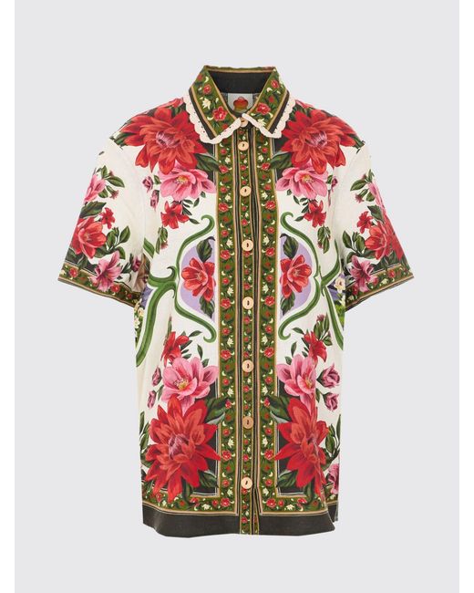 Farm Rio Red Floral Linen Shirt