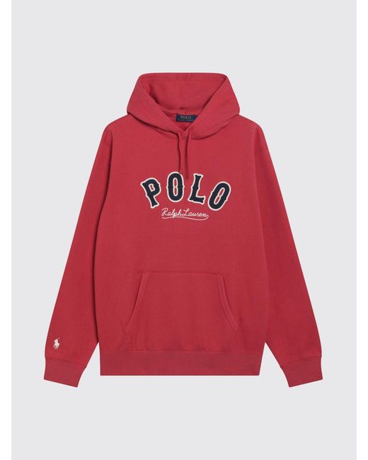 Polo Ralph Lauren Red Cotton Blend Hoodie With Logo for men