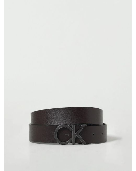 Cintura reversibile in pelle sintetica a grana di Calvin Klein in Black da Uomo