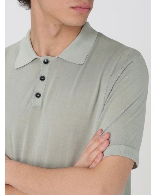 Peuterey Gray Knitted Polo Shirt Short Sleeves for men